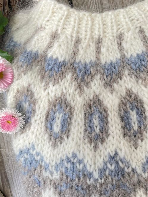 Hovedbilde DALUR light beige heather - blå garnpakke